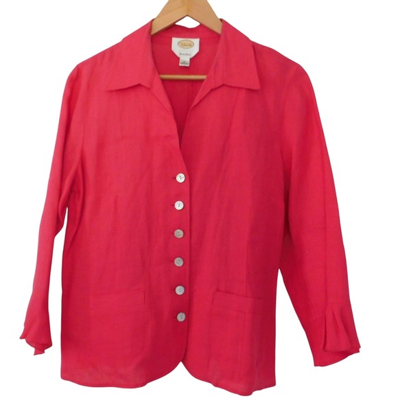 Talbots Jackets & Blazers - Vintage‎ Talbots 100% Irish  Linen Blazer size 12 Rasberry Pink Unlined